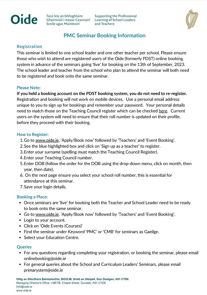 Oide Supports for PMC Page 1