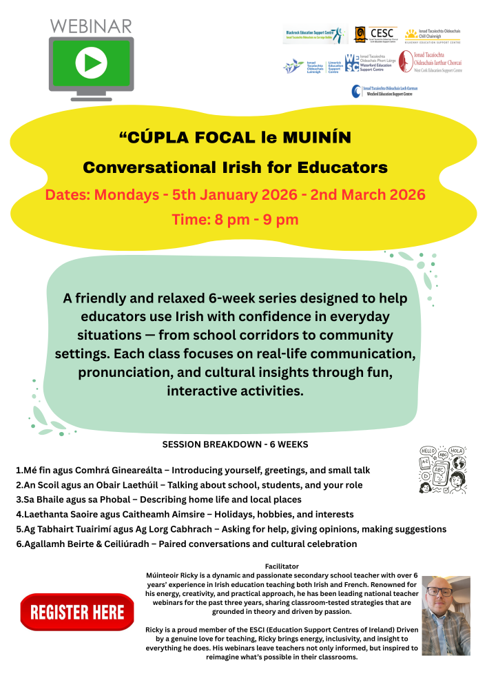 26LC 01 017 SG (WTFD) - CÚPLA FOCAL le MUINÍN Conversational Irish for Educators 